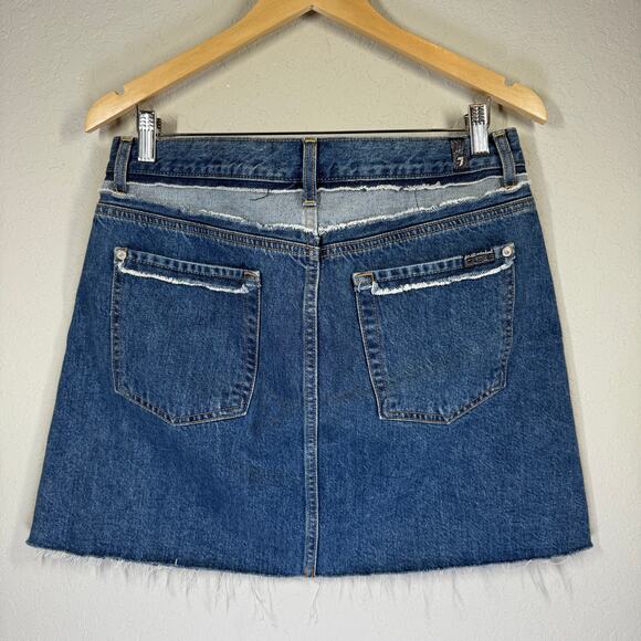 Woman's Seven for All Mankind Patchwork Inside Out Style Denim Skirt Size 31 - Picture 6 of 7